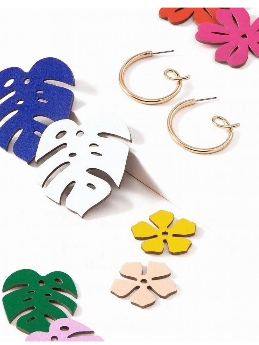 Stella & Dot Color Pop Convertible Floral Leaf Earrings